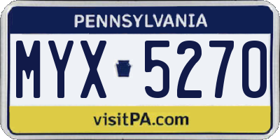 PA license plate MYX5270