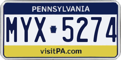 PA license plate MYX5274