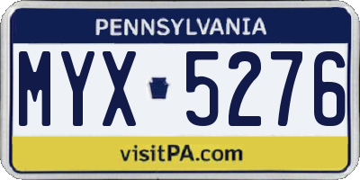 PA license plate MYX5276