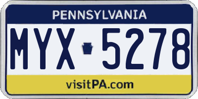 PA license plate MYX5278