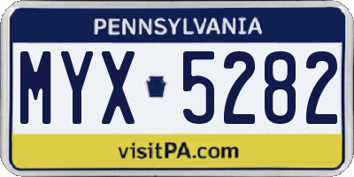 PA license plate MYX5282