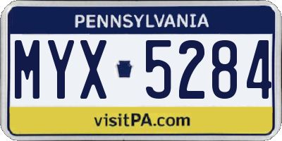 PA license plate MYX5284