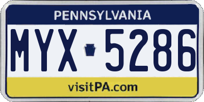 PA license plate MYX5286