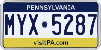 PA license plate MYX5287