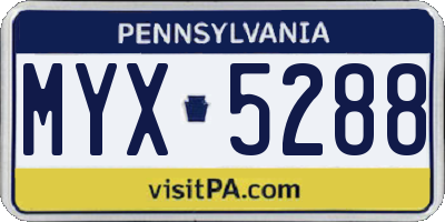 PA license plate MYX5288
