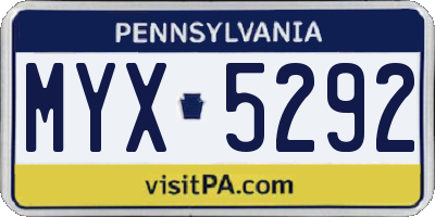 PA license plate MYX5292