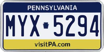 PA license plate MYX5294