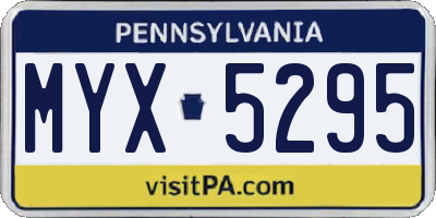PA license plate MYX5295