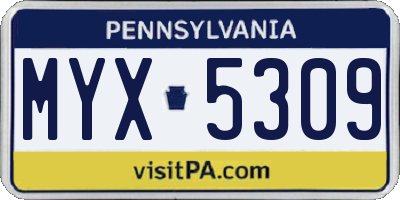 PA license plate MYX5309