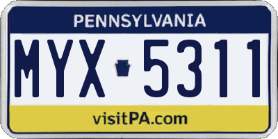 PA license plate MYX5311