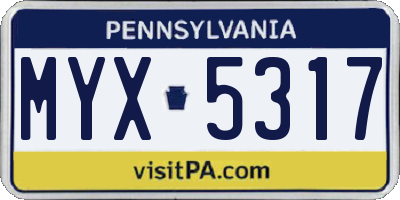 PA license plate MYX5317