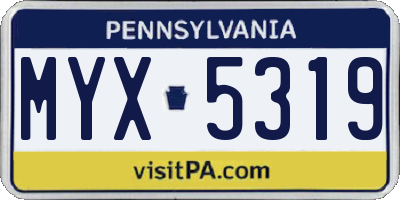 PA license plate MYX5319