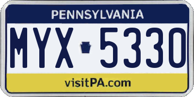 PA license plate MYX5330