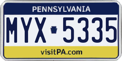 PA license plate MYX5335