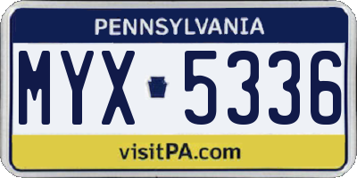 PA license plate MYX5336