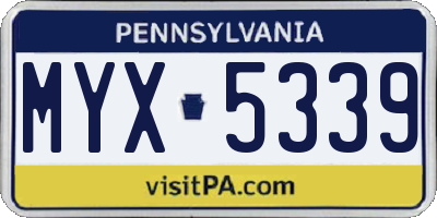 PA license plate MYX5339