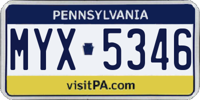 PA license plate MYX5346