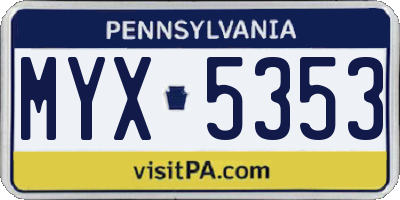 PA license plate MYX5353