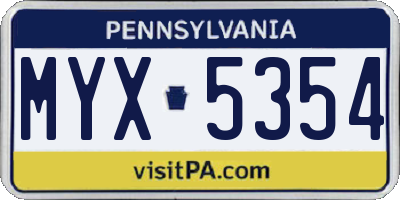 PA license plate MYX5354