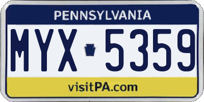 PA license plate MYX5359