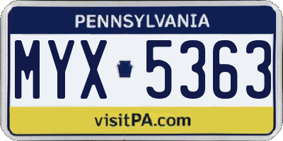 PA license plate MYX5363