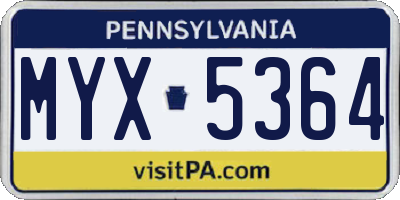 PA license plate MYX5364