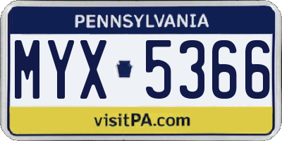 PA license plate MYX5366