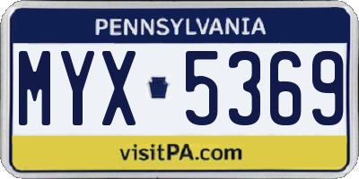 PA license plate MYX5369