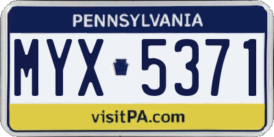 PA license plate MYX5371