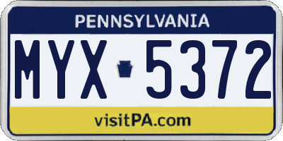 PA license plate MYX5372
