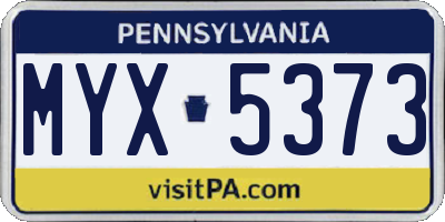 PA license plate MYX5373