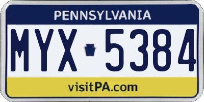 PA license plate MYX5384
