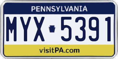 PA license plate MYX5391