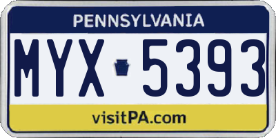 PA license plate MYX5393