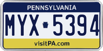 PA license plate MYX5394
