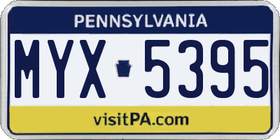 PA license plate MYX5395