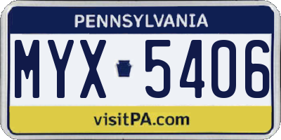 PA license plate MYX5406