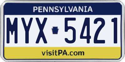 PA license plate MYX5421