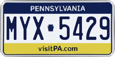PA license plate MYX5429