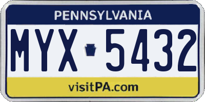 PA license plate MYX5432