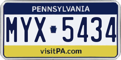 PA license plate MYX5434