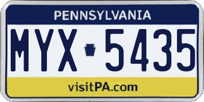 PA license plate MYX5435