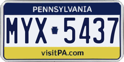 PA license plate MYX5437