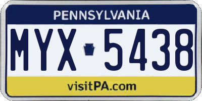 PA license plate MYX5438