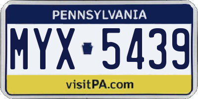 PA license plate MYX5439