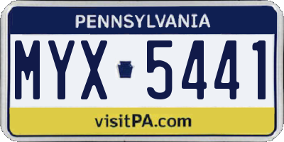 PA license plate MYX5441