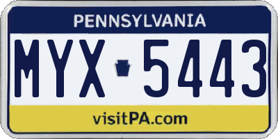 PA license plate MYX5443