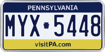 PA license plate MYX5448