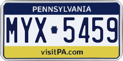 PA license plate MYX5459