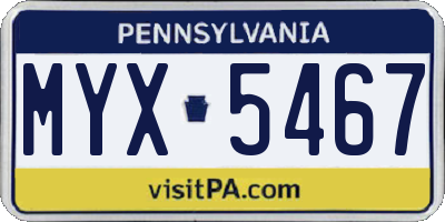 PA license plate MYX5467